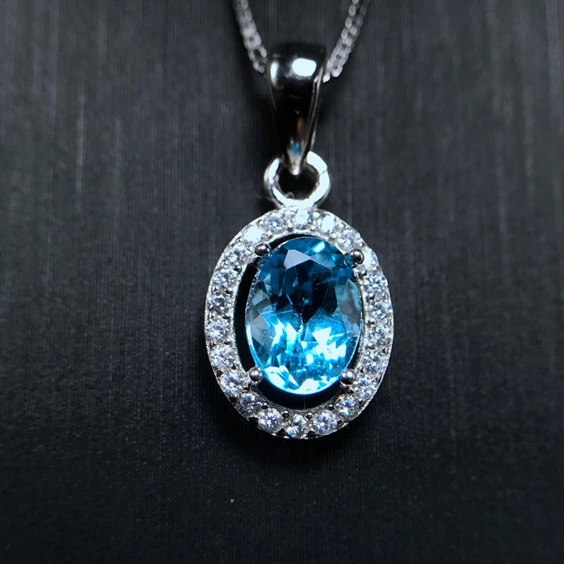1 carat natural Topaz Pendant special wholesale new product special 925 silver chain