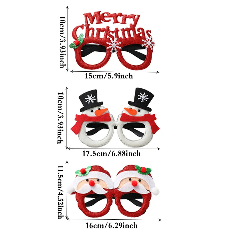1 Pack Merry Christmas Glasses Santa Claus Snowman Antlers Christmas Tree Christmas Decoration Photo Prop Children New Year Gift