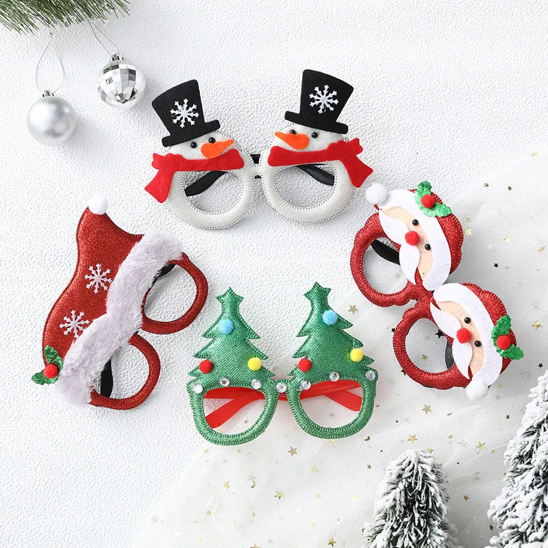 1 Pack Merry Christmas Glasses Santa Claus Snowman Antlers Christmas Tree Christmas Decoration Photo Prop Children New Year Gift