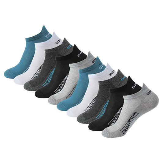 10 Pairs Cotton Men's Short Socks Crew Ankle High Quality Breathable Mesh Sports Casual Women Summer Low-Cut Thin Sock for Male