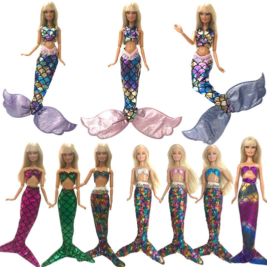 NK 1X Doll Mermaid Tail Dress Fashion Cosplay Outfit Similar Fairy Tale Party Clothes For Barbie Accessories Doll DIY Toys JJ