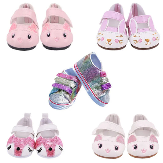 Doll Clothes Shoes 7Cm Kitty Canvas Shoes For 18 Inch American&43Cm Baby New Born Reborn Doll Generation Girl Toy  1/3 Blyth BJD