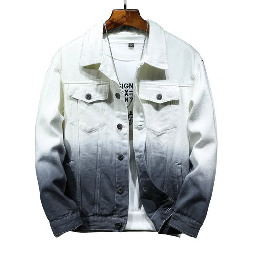 Jeans Coats Jacket Men's Korean Style Spring and Autumn Denim Jacket Slim Long-sleeved Casual Denim Jacket Solid Color Young Boy