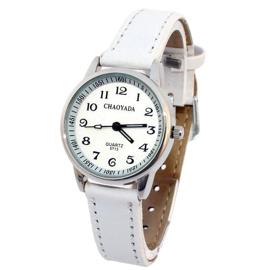 Chaoyada child Watches Girl Leather Strap Learn Time Kids Watch Students Quartz Wristwatch Casual Fashion Children's Gifts