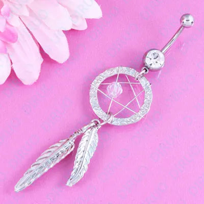 dream catcher belly navel ring 316L stainless steel navel bar body piercing jewelry belly button ring nickel-free