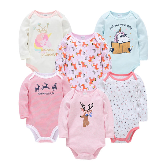 2023 Baby Girls Clothes 3 6 pcs/lot pour nouveaux Cotton Long Sleeve Girl Bodysuit 0-24 Months Newborn Boys Clothing Toddler