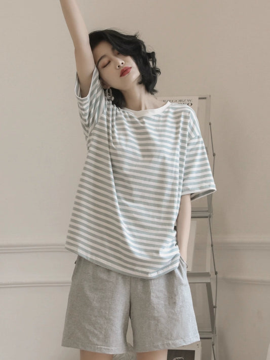Woven Fenteng 2023 New Women's Cotton Striped Pajamas