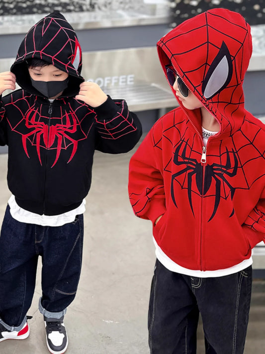 Boy Autumn Fashion Brand Outwear 2024 New Arrival Western Style Cool Handsome Children's Hoodie Spider-Man Clothes Boy Jacket Fashion