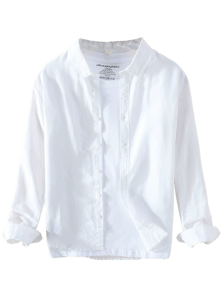 Very Linen Basic Casual Long Sleeves Fresh Breathable Shirt