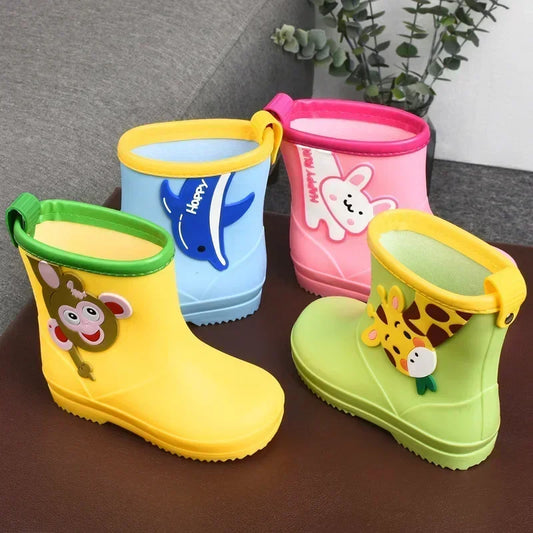 KidS Rain Boot Nonslip Cartoon Girl Boot Toddler Boy Warm Waterproof Cotton Shoe Slip on Child Rubber Boot Botas De Lluvia