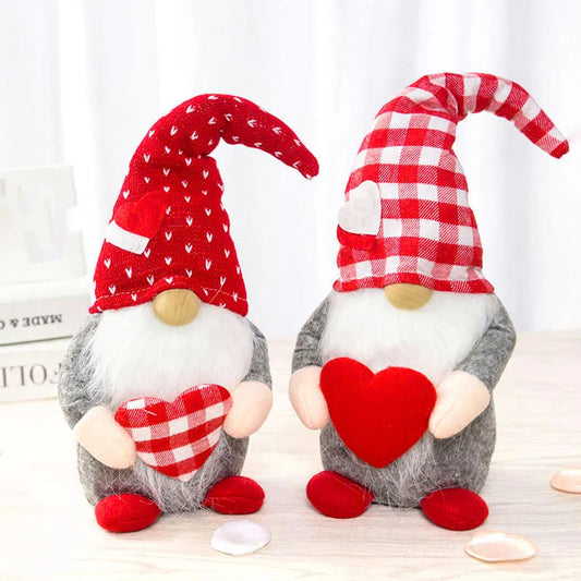 Valentines Day Faceless Gnome Plush Doll Love Heart Elf Doll Home Desktop Ornaments Wedding Party Decoration Xmas New Year Gifts