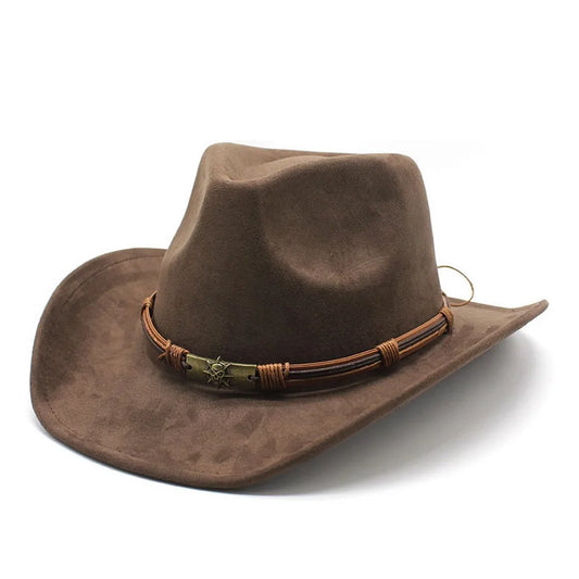 Unisex Cowboy Hats Cowgirl Cap For Men And Women Suede 57-58cm Curved Brim Peach Top Ethnic Style Strapping Solid Color NZ0071