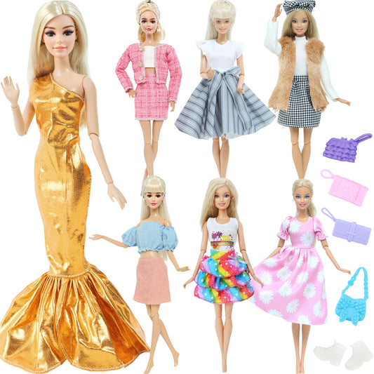 Handmade Doll Dress for Barbie Doll Dating Princess Short Gown Skirt Daily Pants Tops Fashion Doll Clothes Accessories Toys