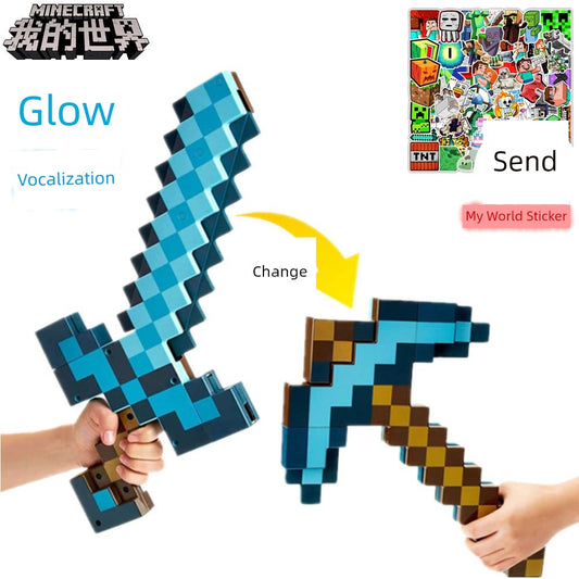 My World Diamond Sword Toy Two-in-One Deformation Minecraft Enchantment Bow and Arrow Weapon Shield Axe Pick