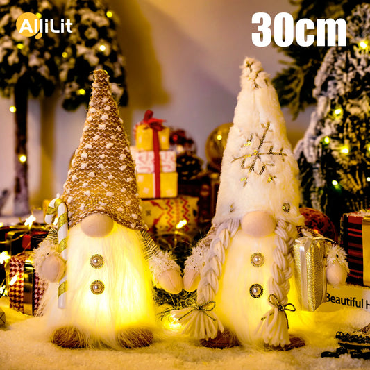 Glowing Gnome Christmas Faceless Doll 30cm Tree Decorations 2024 Night Light Xmas Gift Navidad 2023 New Year Home Decor