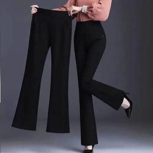 Micro Flared Pants Trousers Womens 2022 New High Waist Plus Size Fashion Slim Stretch Casual Pants Summer Thin Nine-point Pants