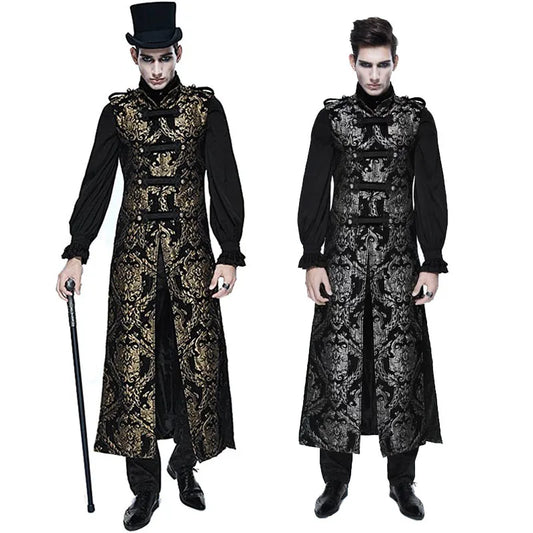 Medieval Retro Men Dust Coat Medium Style Steam Punk Cosplay Costumes Palace Dress Jacquard Men's Jackets Halloween Costume