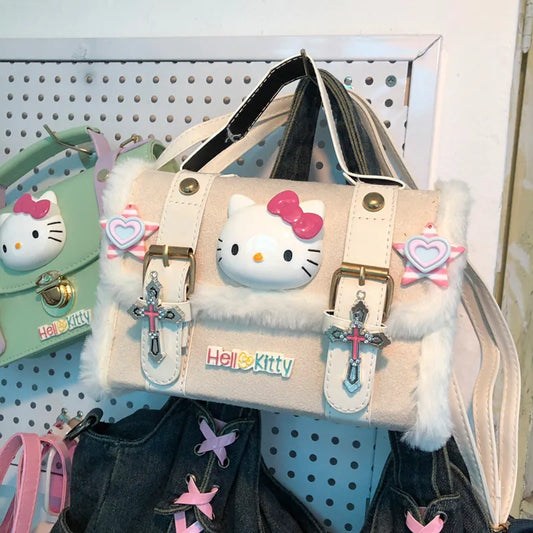 Bags For Women Sanrio Cute Hello Kitty Bag Pink Girl Plush Women'S Handbag Messenger Bag Purses And Handbags