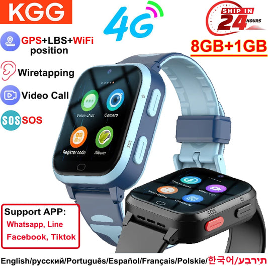 ROM 8GB 4G Kids Smart Watch GPS WiFi Position Video Call Phone Sound Recording Children Smartwatch Call Back Monitor Alarm Clock