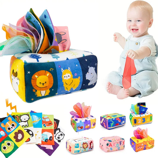 Baby Montessori Toy,Magic Tissue Box,Educational Learning Activity Sensory Toy For Kids Finger Exercising  Busy Board Baby Game