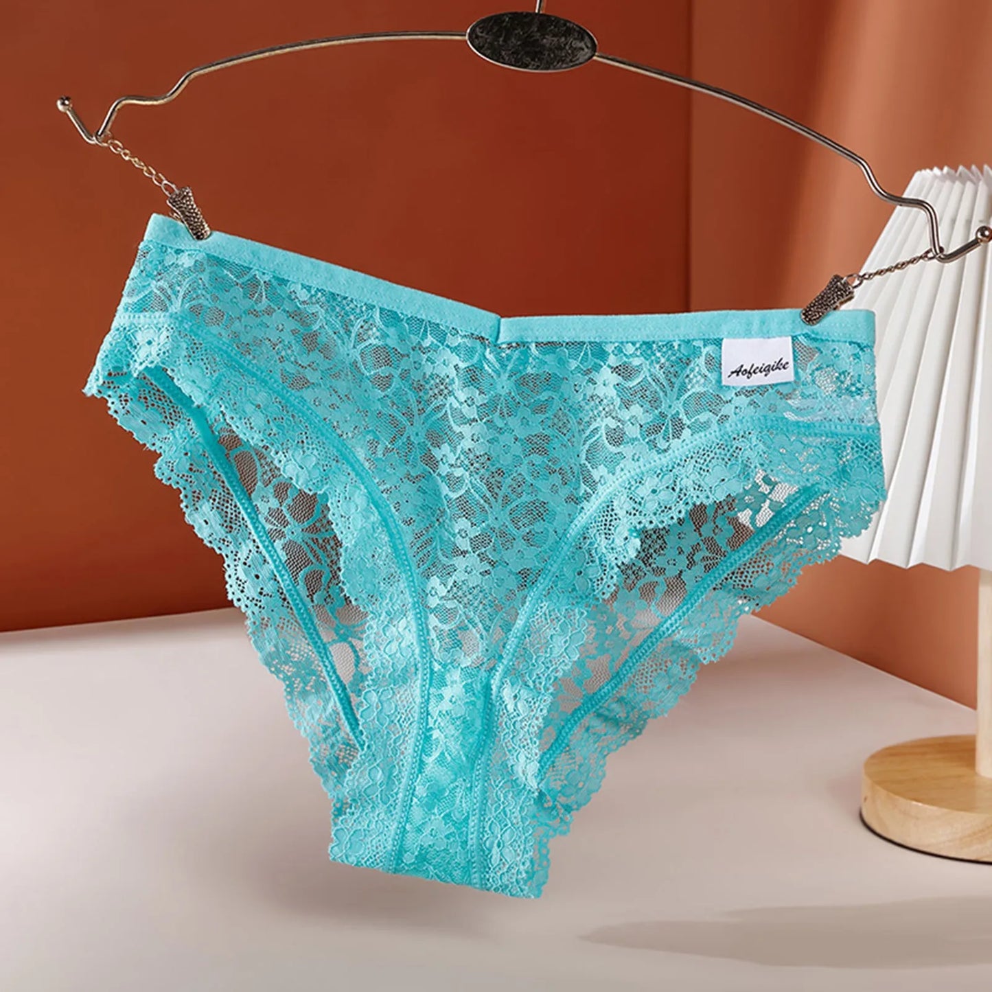 Sexy Lingeriecotton Women'S Panties Mid Waist Sexy Hollow Mesh Cotton Crotch Briefs Lace Thong Panties Underpants Woman Clothing