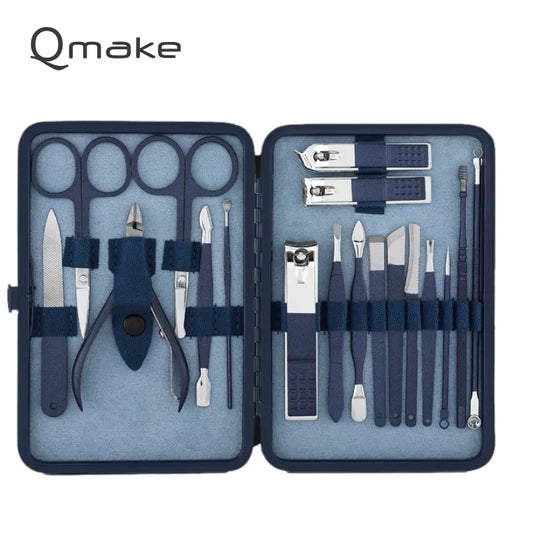 Blue Manicure Tools Set Pro Max Stainless Steel Professional Nail Clipper Kit of Pedicure Paronychia Nippers Trimmer Cutters
