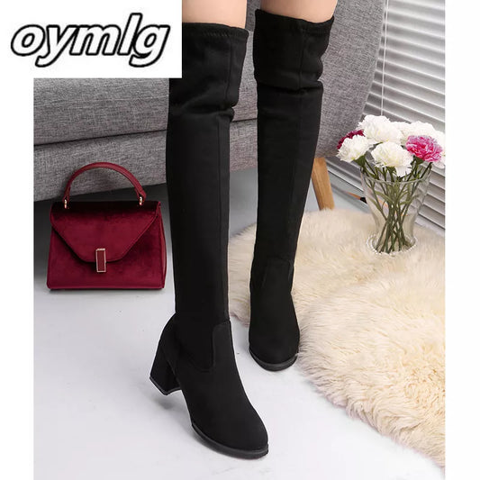 Women Casual Over the Knee boots shoes Winter women Female Round Toe Platform high heels pumps Warm Snow Boots shoes mujer W90