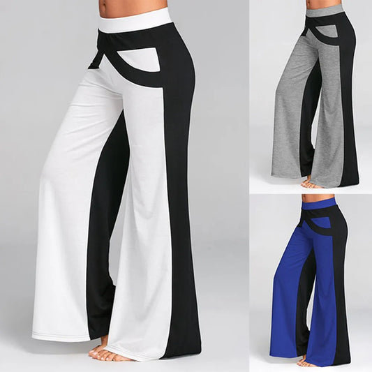 Women's Pants Casual Trousers Patchwork Bell Bottoms Flare Trousers Mid Waisted Wide Leg Yoga Pants