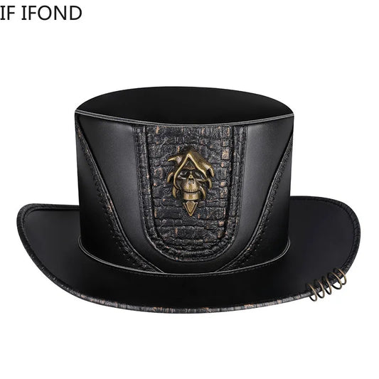 Retro Top Hat Magician Costume Fedoras Hat Halloween Cosplay Party Dress Cap Props Supplies Steampunk Hat For Men Women