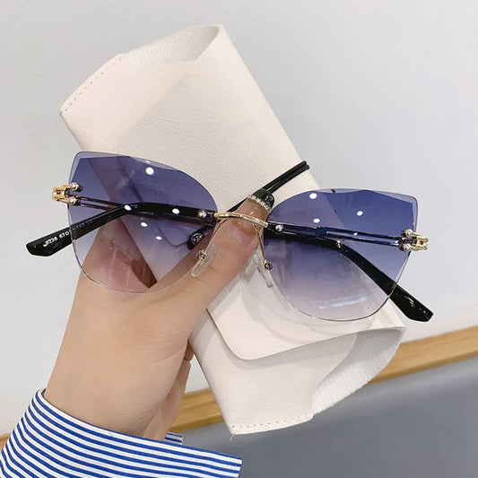 2023 Fashion Rimless Sunglasses Women 2023 Luxury Glasses Vintage Cat Eye Sunglasses Trending Oculos Gafas De Sol Lentes