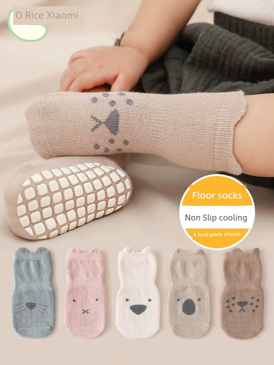 Spring & Fall Thin Pure Cotton Non-Slip Boy Toddler Room Socks