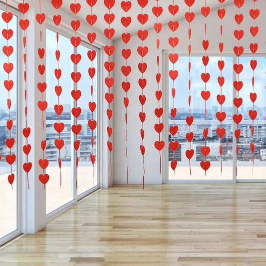 80 Red Hearts Felt Garland Valentines Day Red Heart Hanging String Garland Home Valentine Wedding Birthday Party Decor Supplies