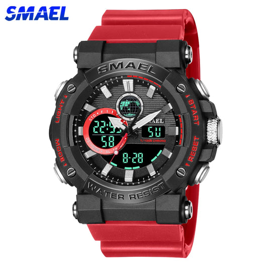 SMAEL Sport Watches for Men Dual Time Digital Quartz Wristwatch Waterproof Military Male Shock Wristwatches Man Electronic Clock
