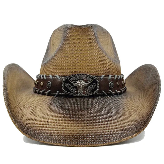 Thickened Cowboy Hat Vintage Straw Hat 2023 New Men's and Women's Jazz Large Size Cowboy Hat Straw Hat Sun Hat Summer Hat